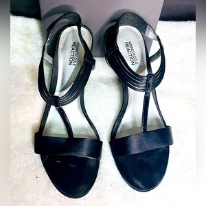 Kenneth Cole formal black satin high heel sandal